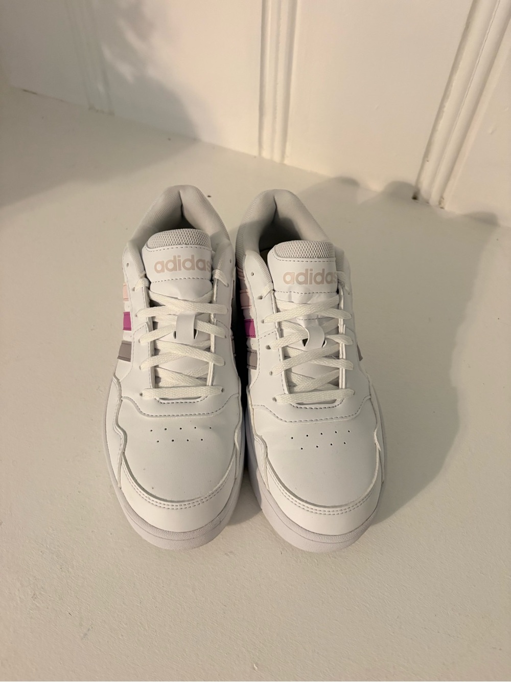 adidas White Sneakers with Pink Accent